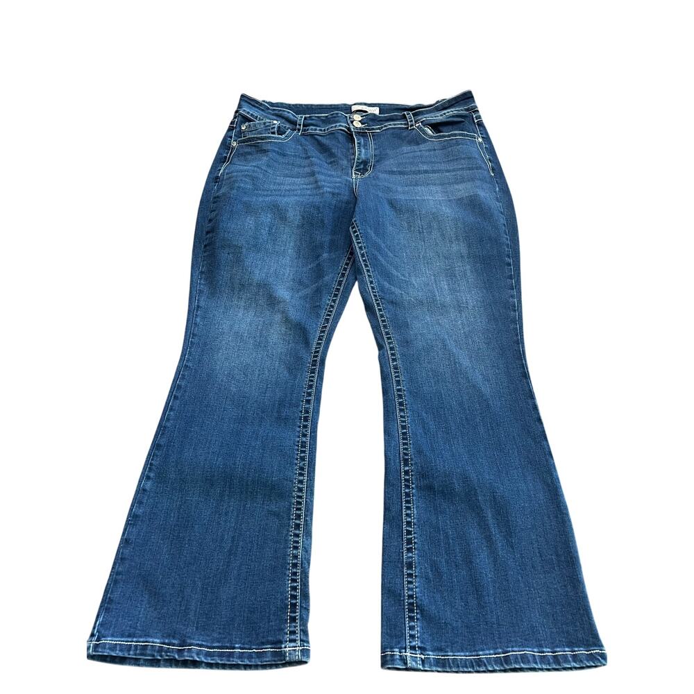 Blue Savvy Jeans Size 22 Blue Stretch Denim Low-Rise Bootcut Leg Classic Zip Fly